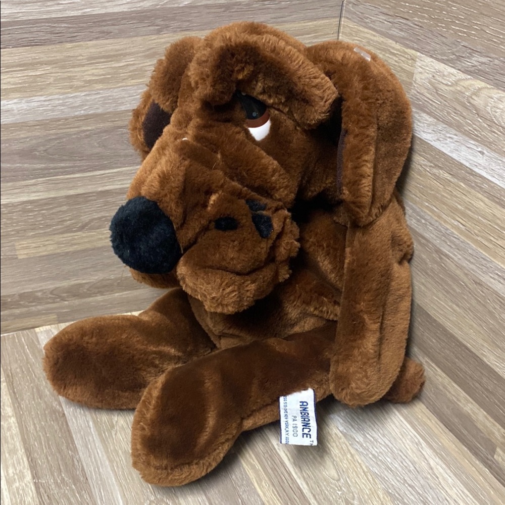 Hound dog hand puppet vintage ambiance Brown Plush puppy hound